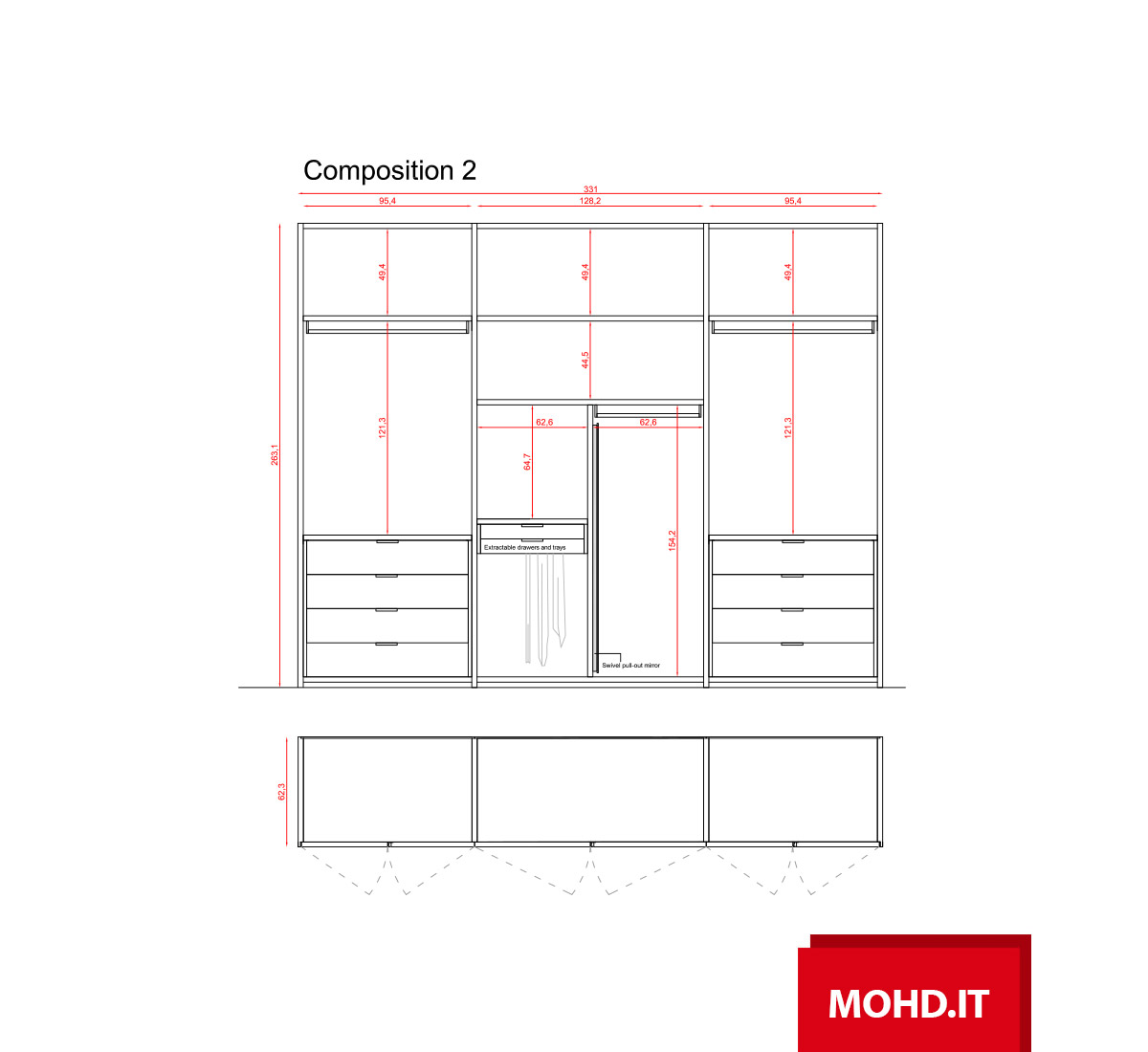 Molteni C Gliss Master Grip Cabinet 331 Cm