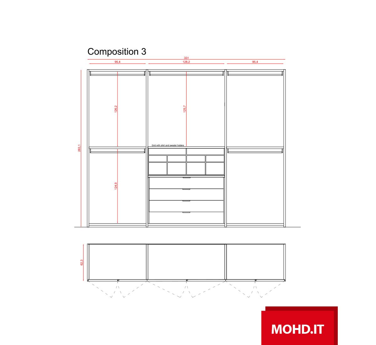 Molteni C Gliss Master Grip Cabinet 331 Cm