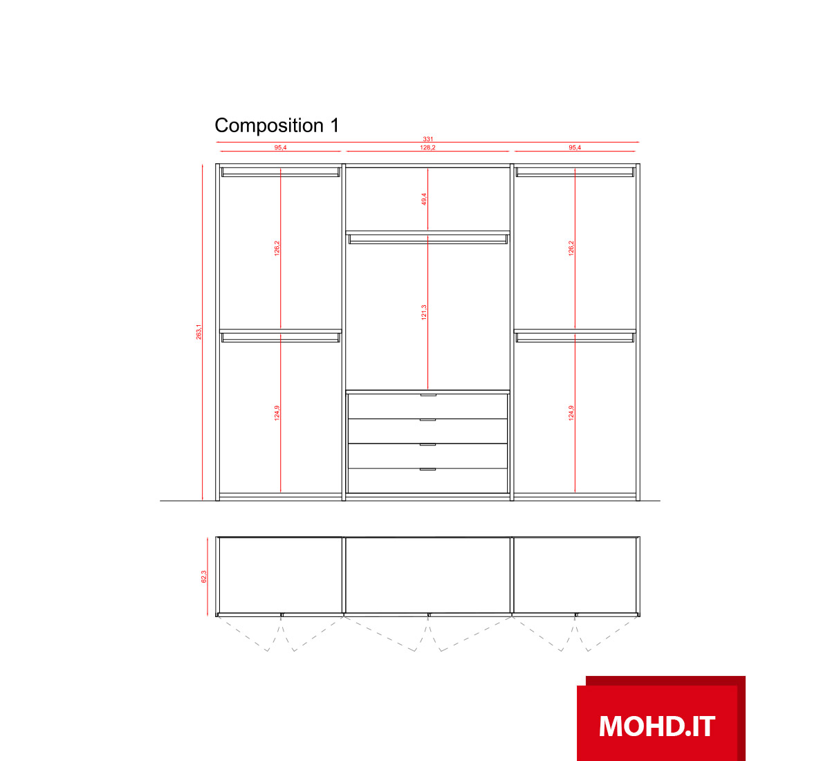 Molteni C Gliss Master Grip Cabinet 331 Cm