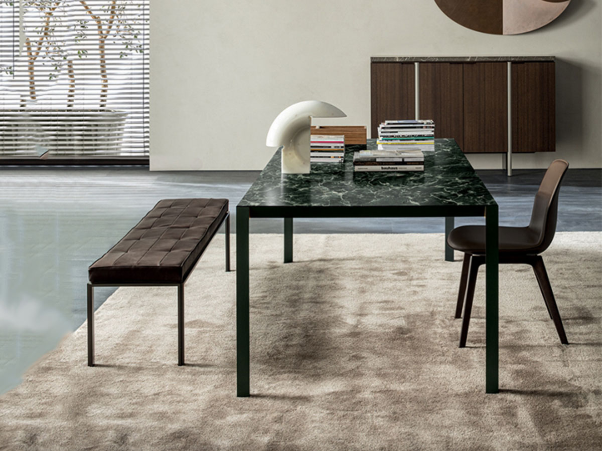 Molteni C Half A Square Table Marble Verde Alpi Pewter