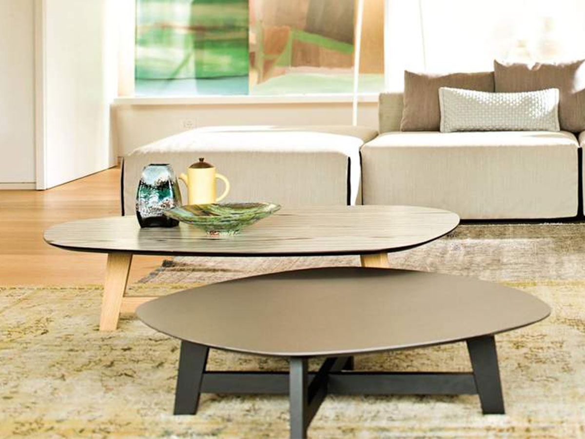 Moroso Phoenix Low Table 135x98 Natural Oak Laminam Sand Grey