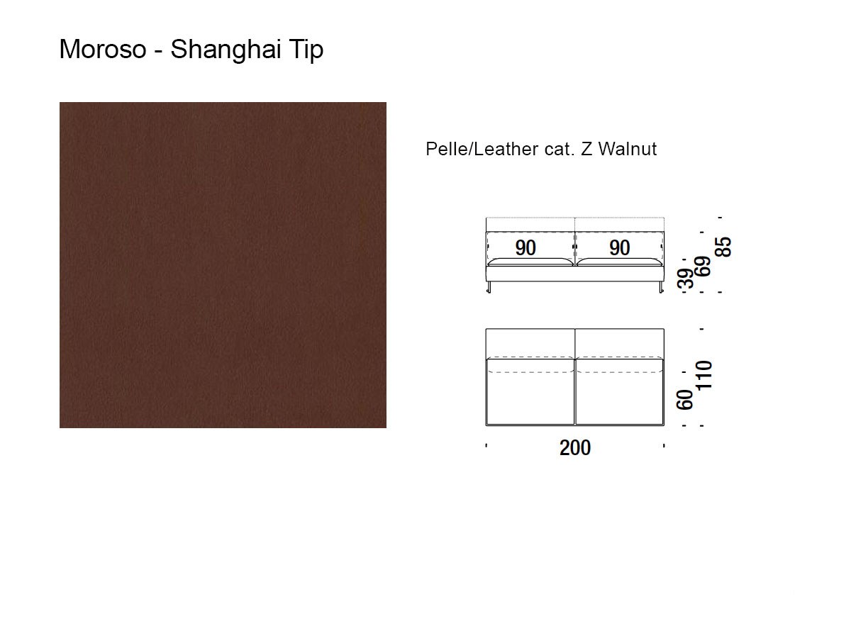 Moroso Shanghai Tip 2 Seater Sofa Leather Cire Walnut