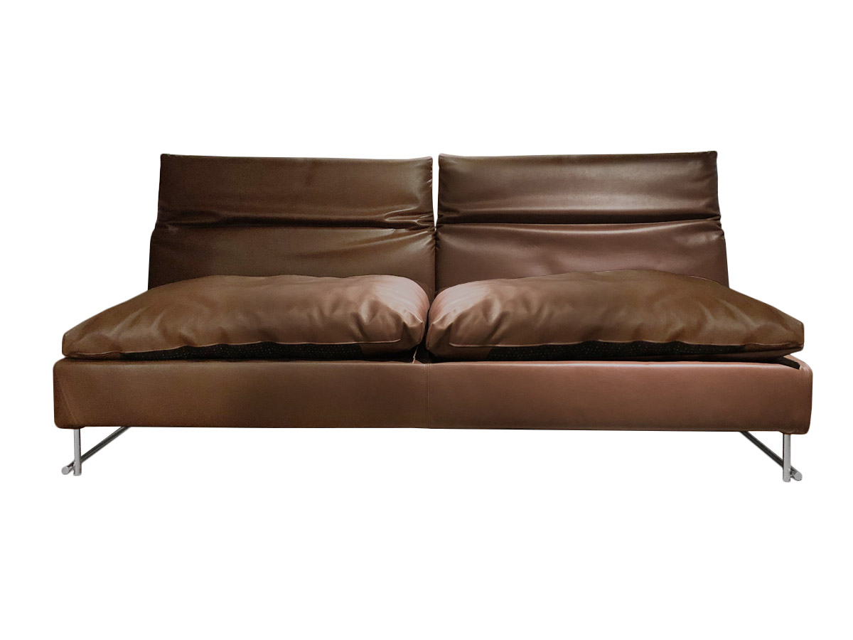 Moroso Shanghai Tip 2 Seater Sofa Leather Cire Walnut