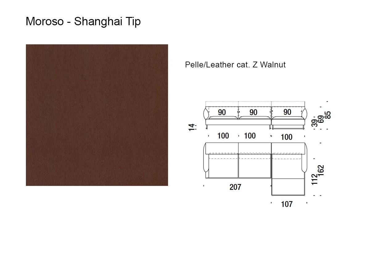 Moroso Shanghai Tip Sofa Leather Cire Walnut