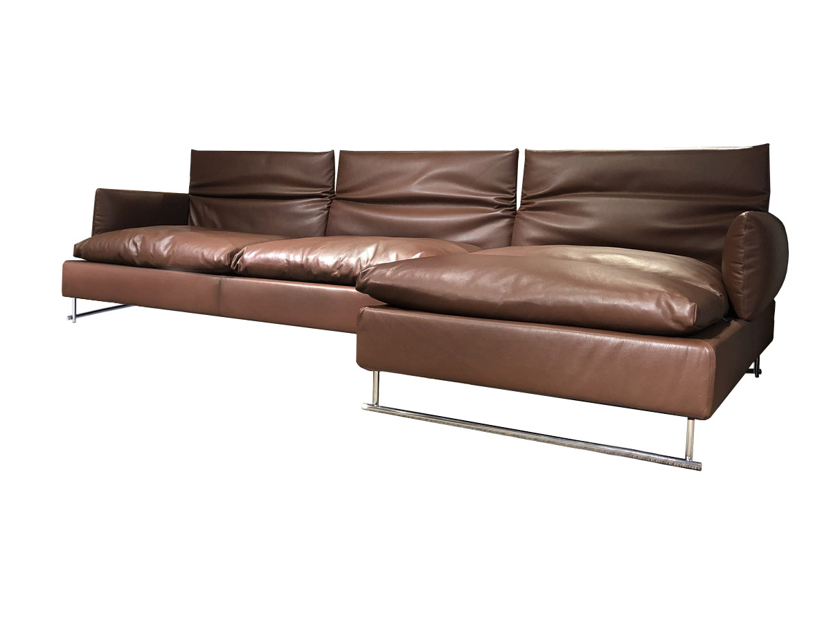 Moroso Shanghai Tip Sofa Leather Cire Walnut