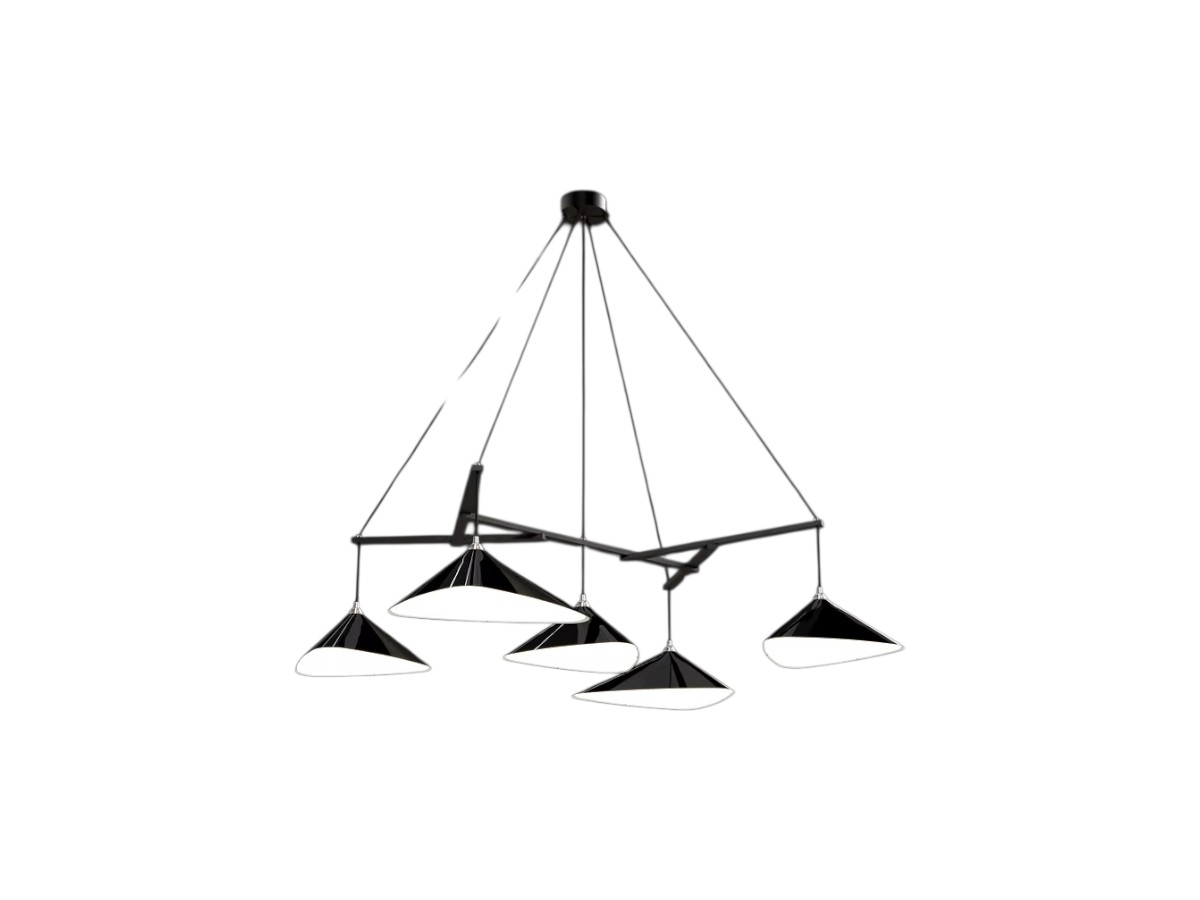 MOSS Objects Emily Group Of Five Suspension Lamp With Black Cable