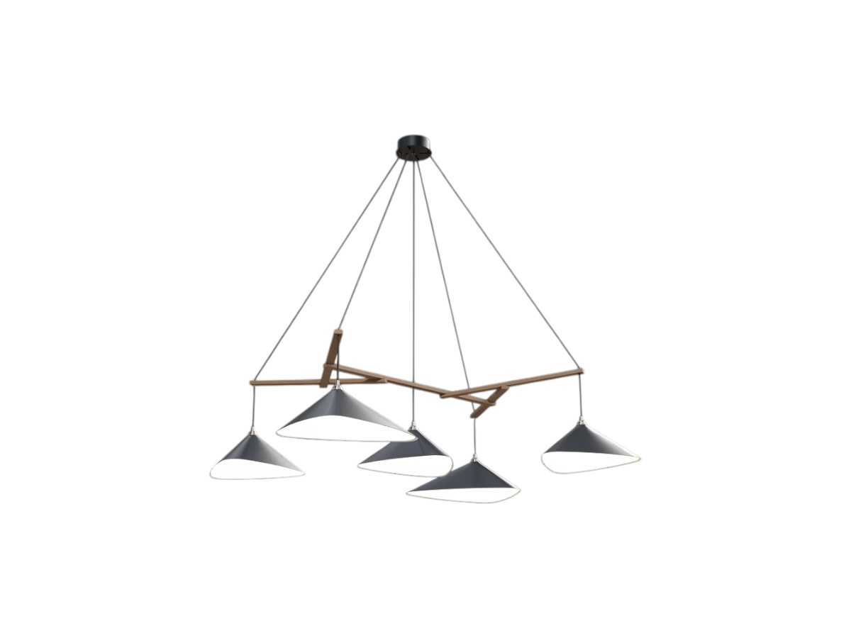 MOSS Objects Emily Group Of Five Suspension Lamp With Charcoal Cable