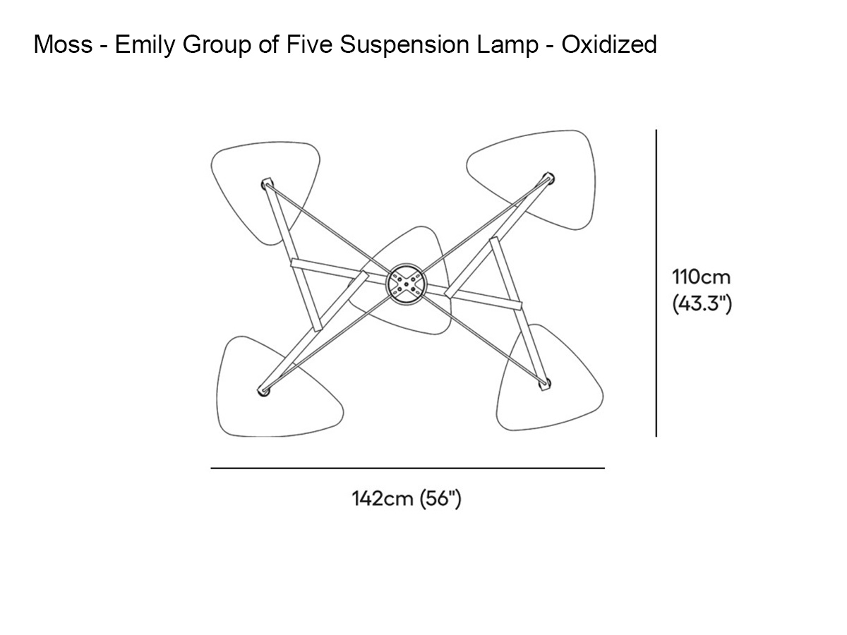 MOSS Objects Emily Group Of Five Suspension Lamp Oxidized