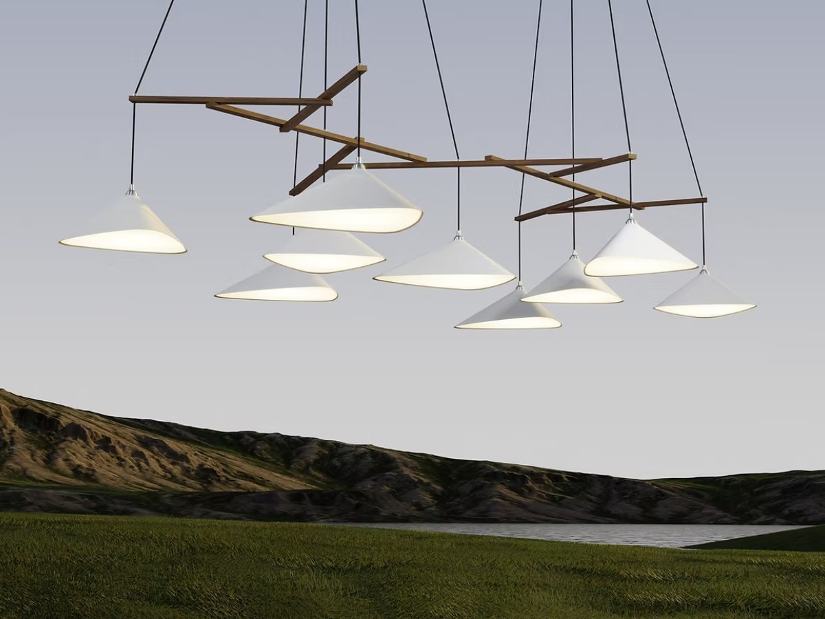 MOSS Objects Emily Group Of Nine Suspension Lamp With Charcoal Cable