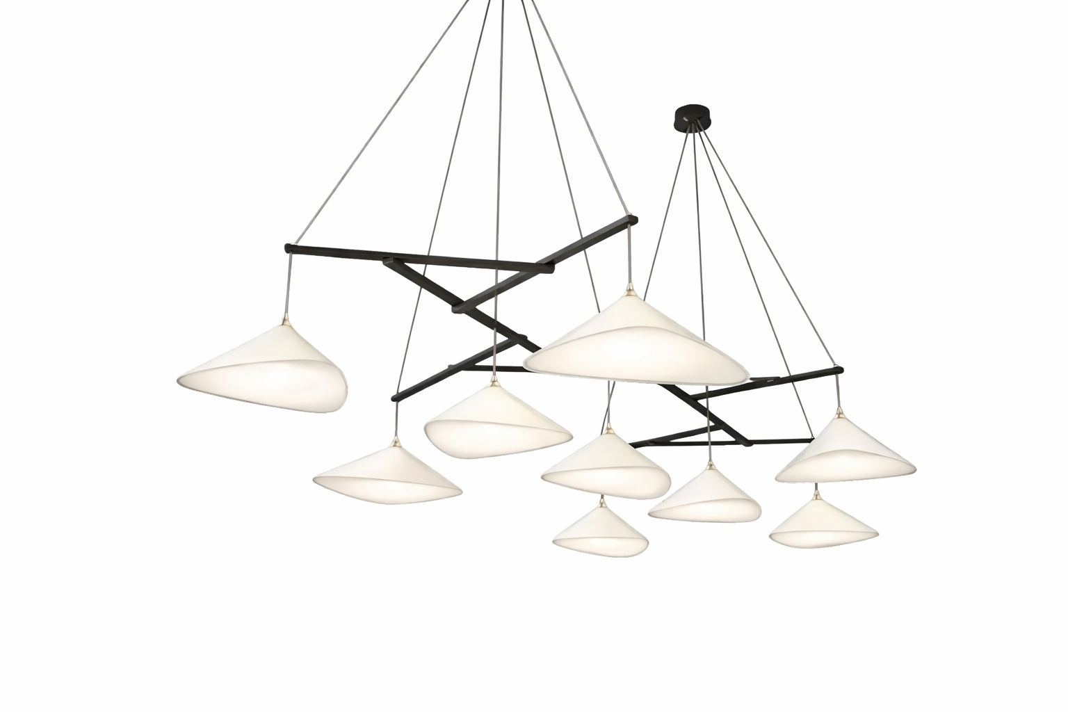 MOSS Objects Emily Group Of Nine Suspension Lamp With Charcoal Cable