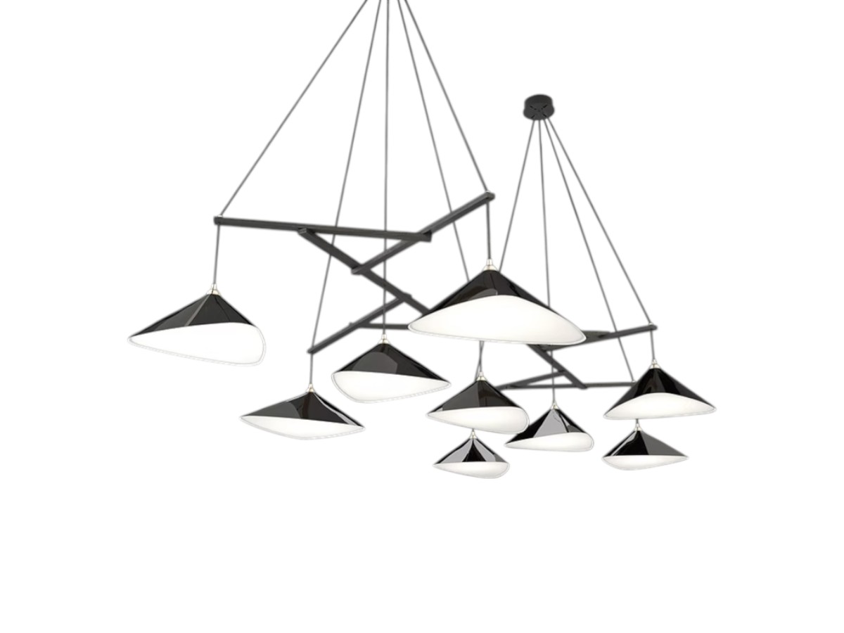 MOSS Objects Emily Group Of Nine Suspension Lamp With Black Cable