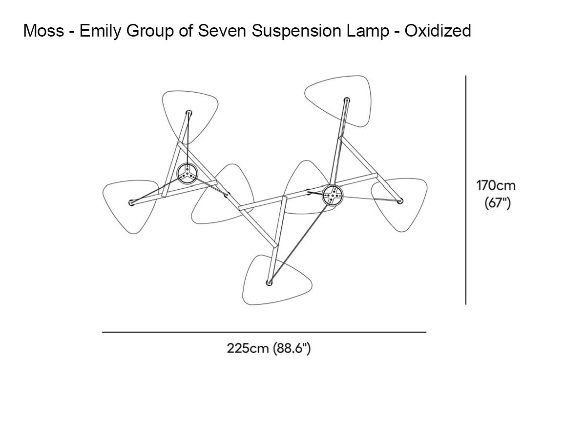 MOSS Objects Emily Group Of Seven Suspension Lamp Oxidized