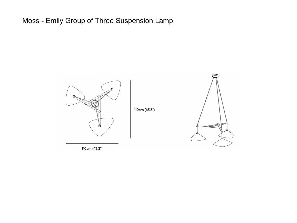 MOSS Objects Emily Group Of Three Suspension Lamp With Charcoal Cable
