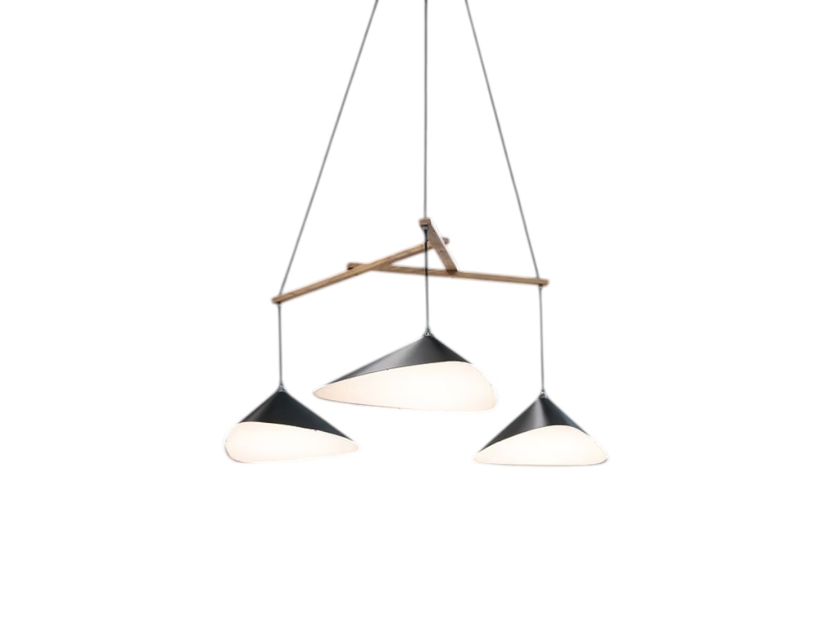 MOSS Objects Emily Group Of Three Suspension Lamp With Charcoal Cable
