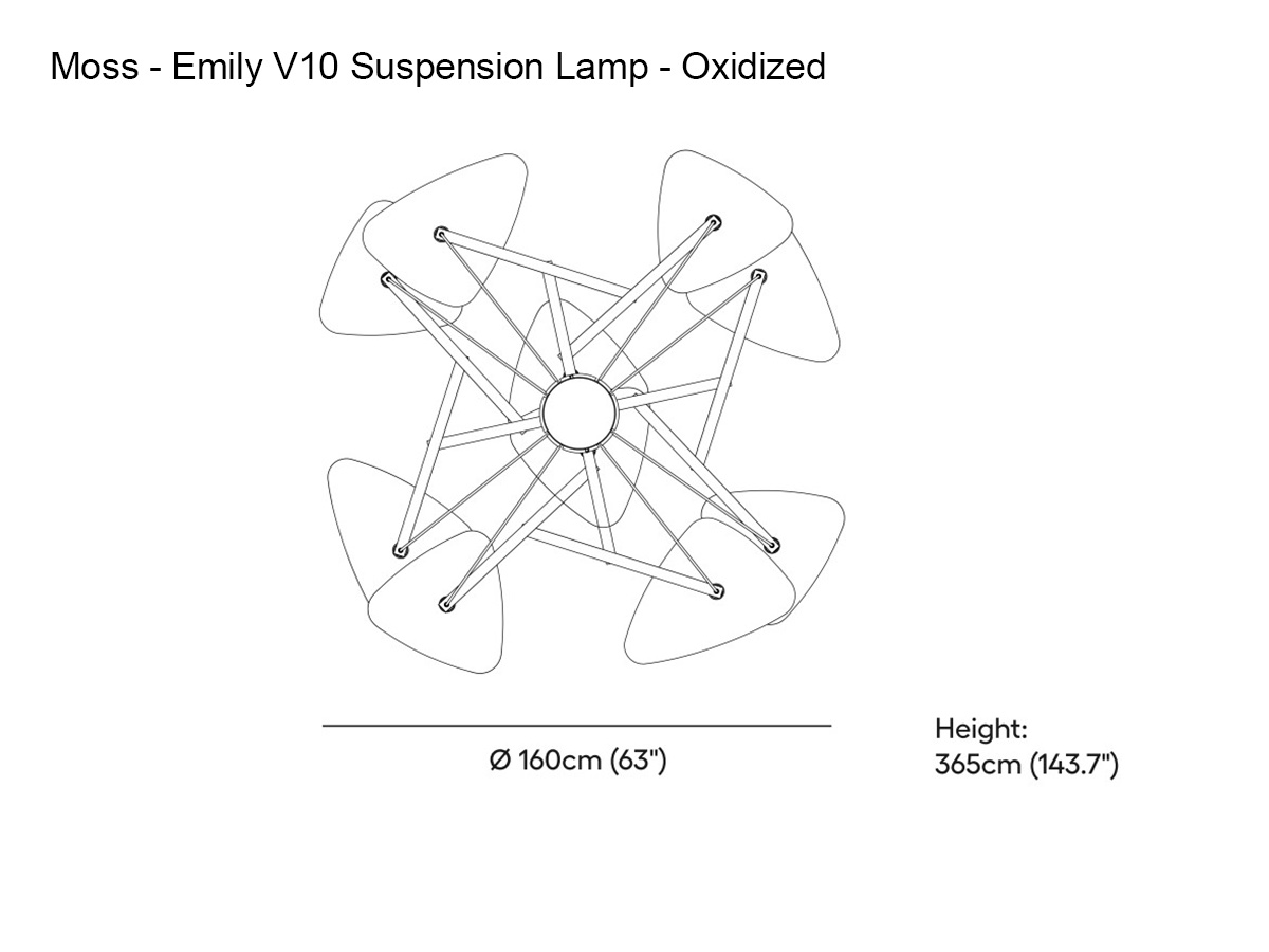 MOSS Objects Emily V10 Suspension Lamp Oxidized