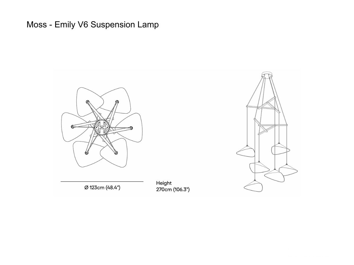 MOSS Objects Emily V6 Suspension Lamp With Black Cable