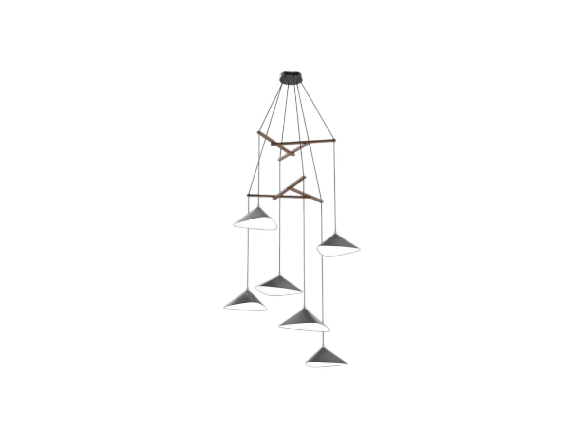 MOSS Objects Emily V6 Suspension Lamp With Charcoal Cable