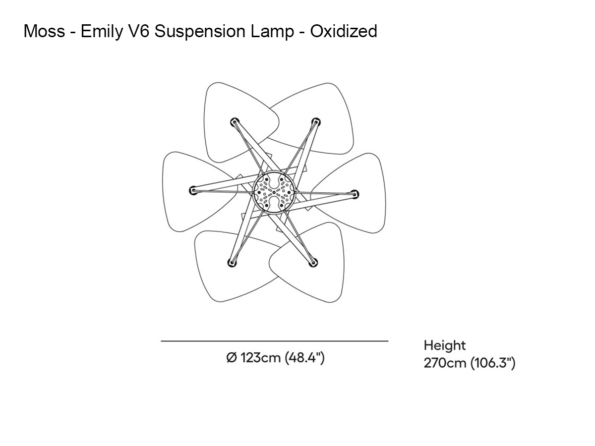 MOSS Objects Emily V6 Suspension Lamp Oxidized