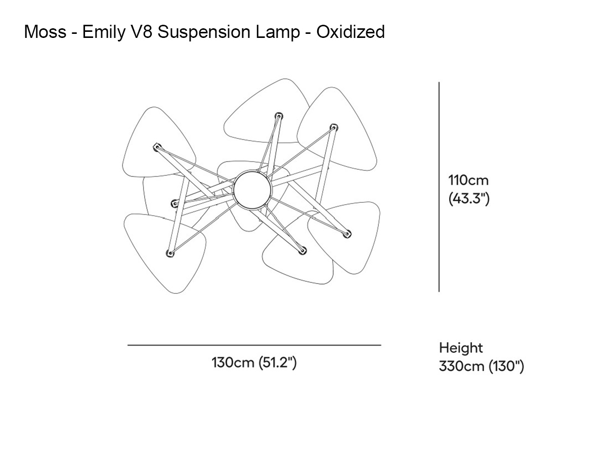 MOSS Objects Emily V8 Suspension Lamp Oxidized