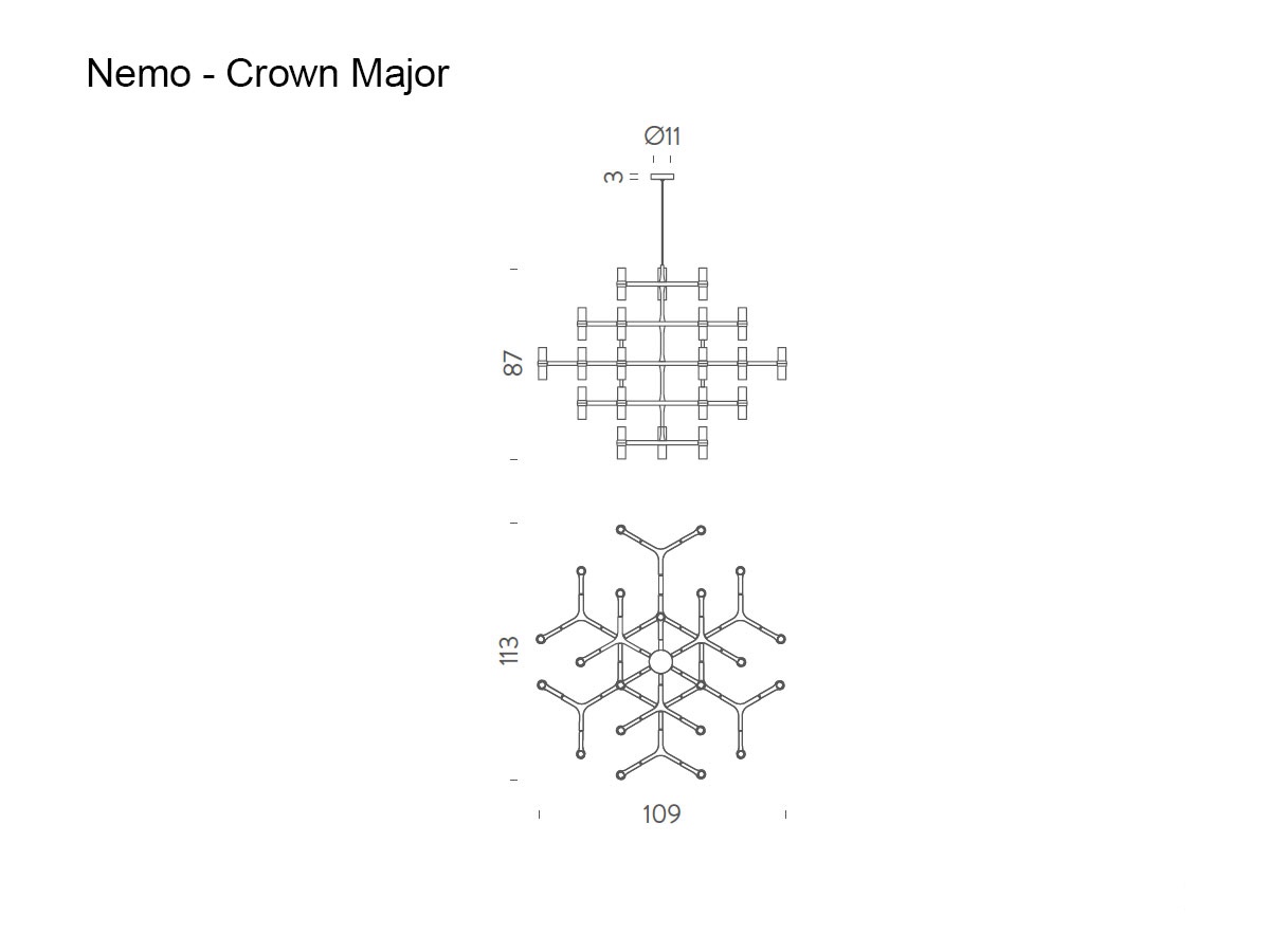Nemo Crown Major Black Plated Suspension Lamp