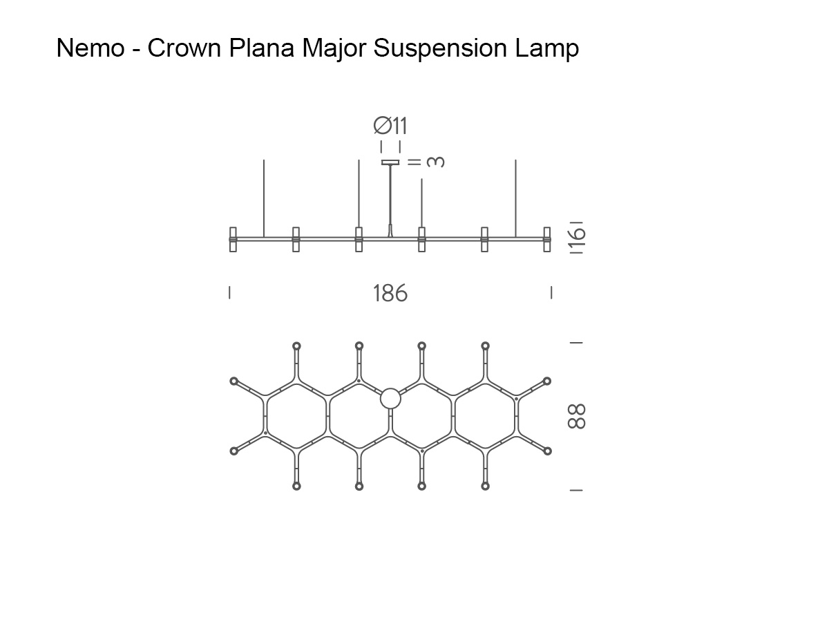 Nemo Crown Plana Major Suspension Lamp Polished Aluminium
