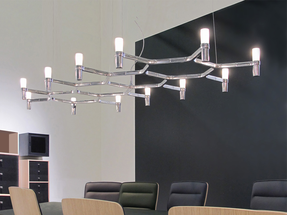 Nemo Crown Plana Major Suspension Lamp Polished Aluminium