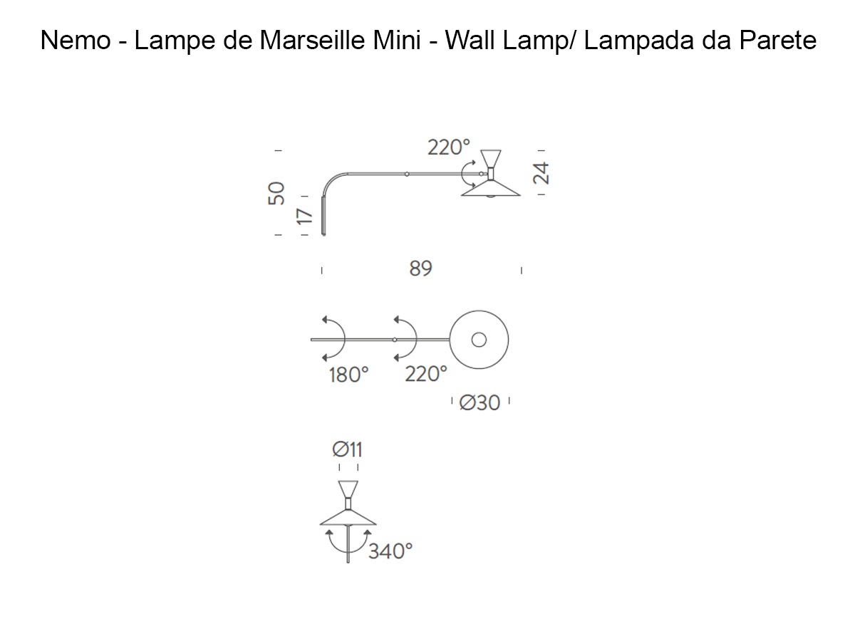 Nemo Lampe De Marseille Mini Wall Lamp White Us Version