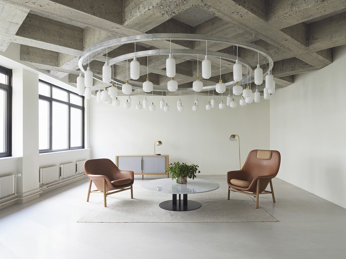 Normann Copenhagen Drape Lounge Chair High With Headrest Wood Base