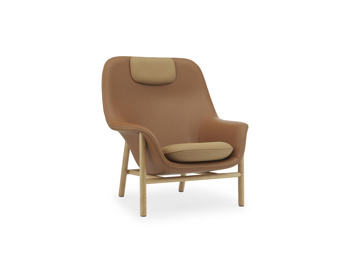 Normann Copenhagen Drape Lounge Chair High With Headrest Wood Base