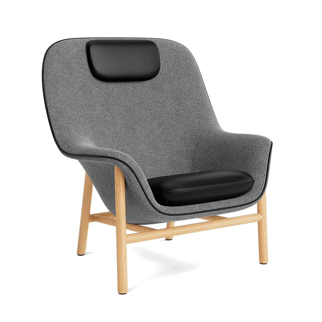 Normann Copenhagen Drape Lounge Chair High With Headrest Wood Base