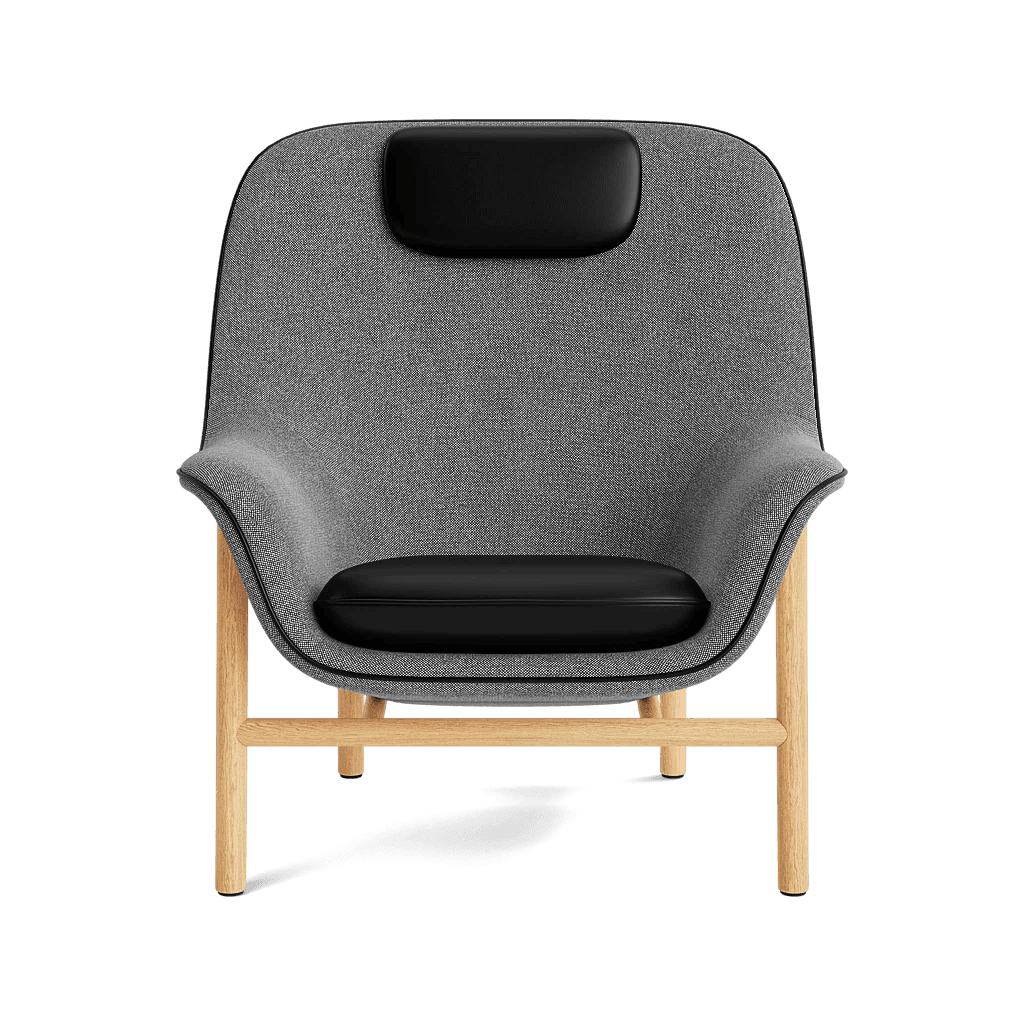 Normann Copenhagen Drape Lounge Chair High With Headrest Wood Base