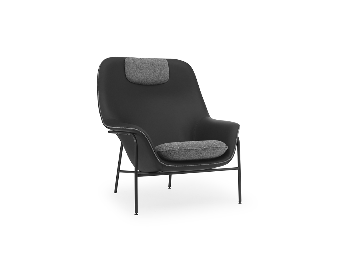 Normann Copenhagen Drape Lounge Chair High With Headrest Metal Base