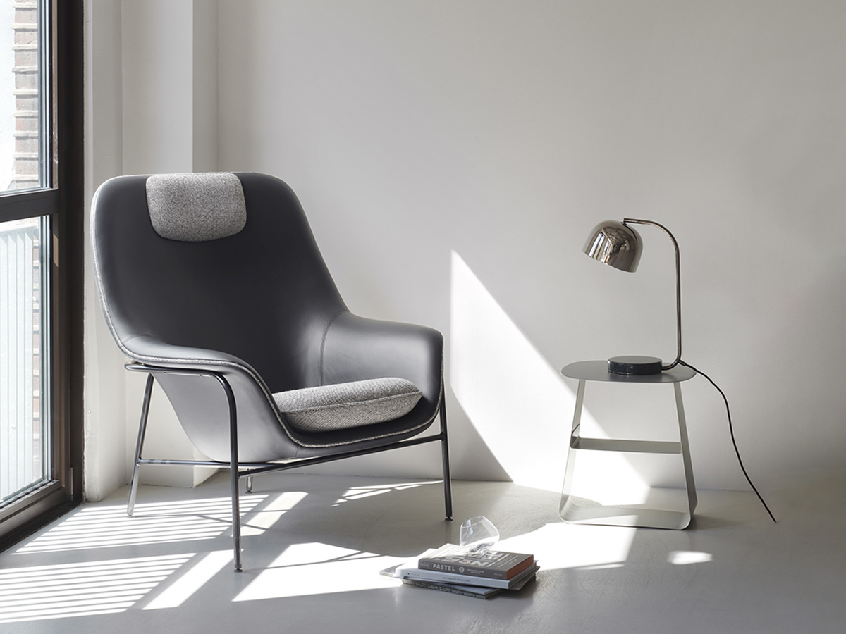 Normann Copenhagen Drape Lounge Chair High With Headrest Metal Base