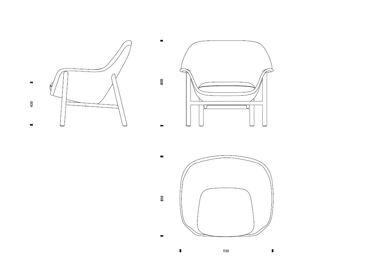Normann Copenhagen Drape Lounge Chair Low Wood Base