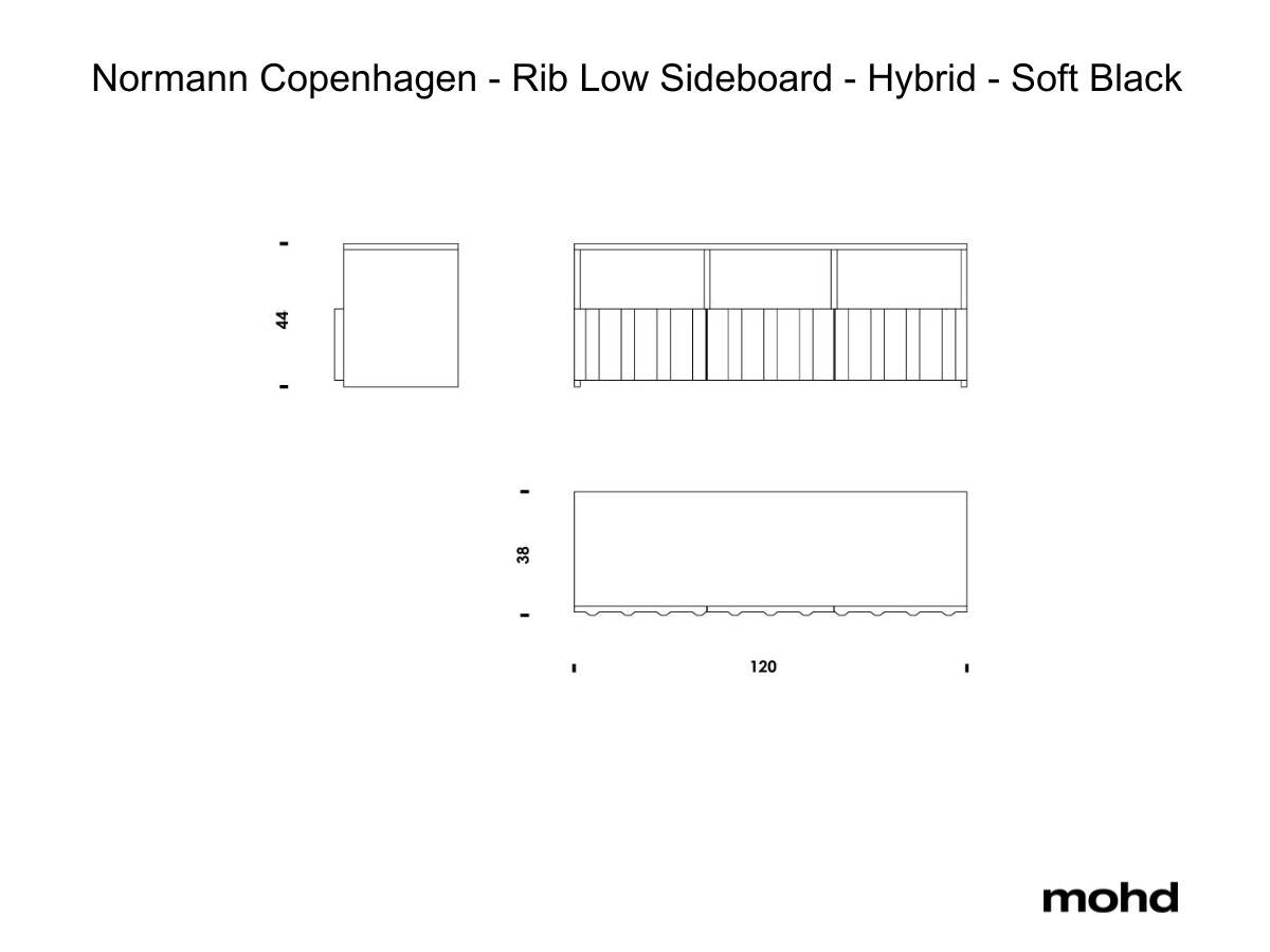 Normann Copenhagen Rib Low Sideboard Hybrid Soft Black