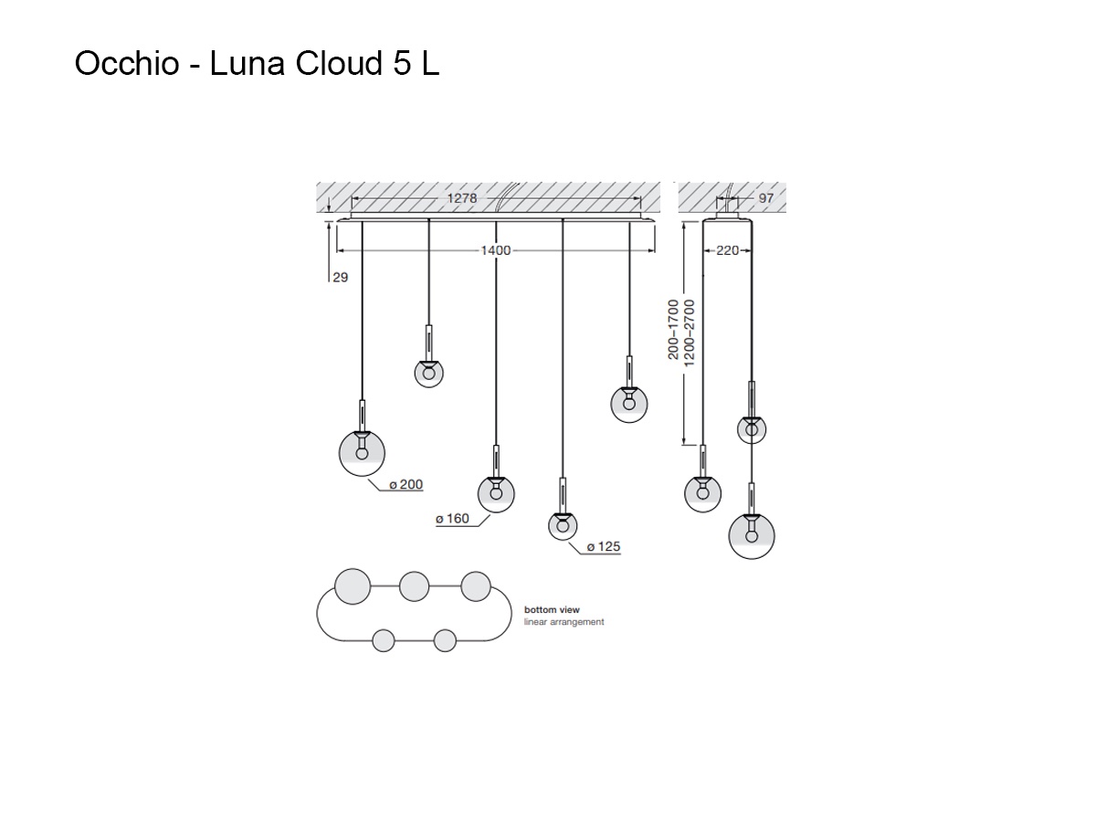 Occhio Luna Sospeso Cloud 5 L Suspension Lamp