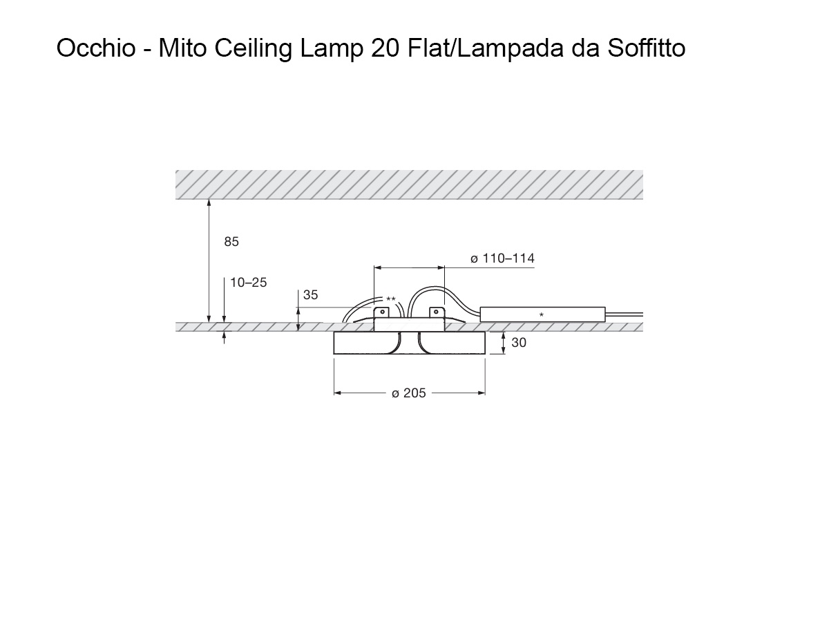 Occhio Mito Ceiling Lamp 20 Flat Rose Goldmatte White