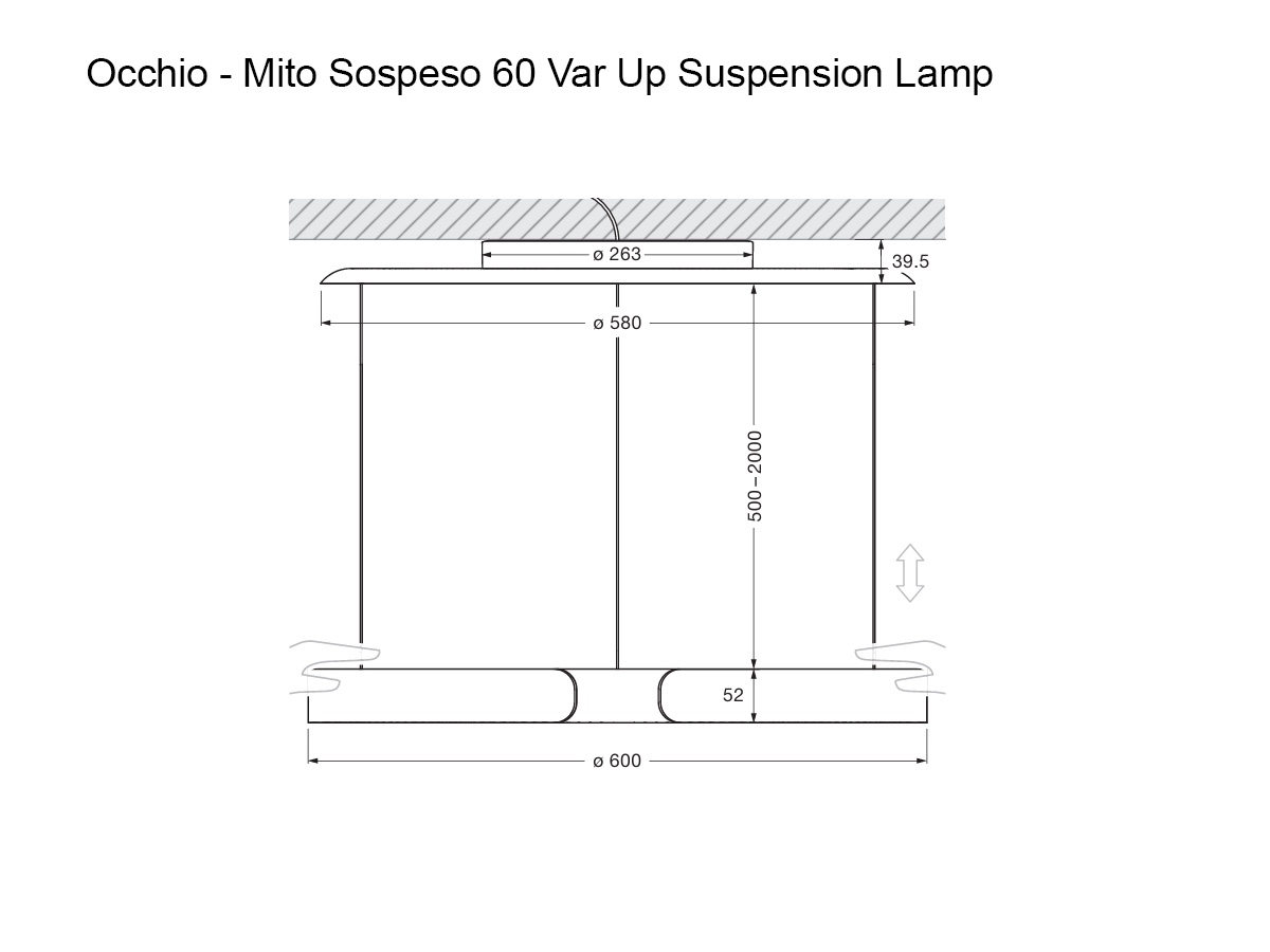 Occhio Mito Suspended 60 Var Up Suspension Lamp Matt Blackmatt White