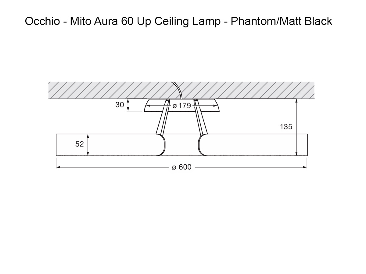 Occhio Mito Aura 60 Up Ceiling Lamp Phantommatt Black
