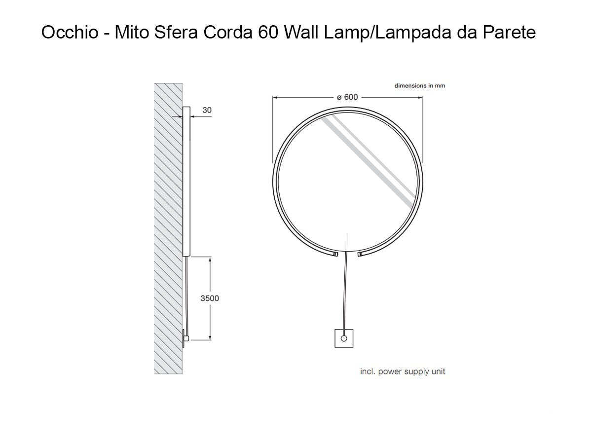 Occhio Mito Sfera Corda 60 Wall Lamp