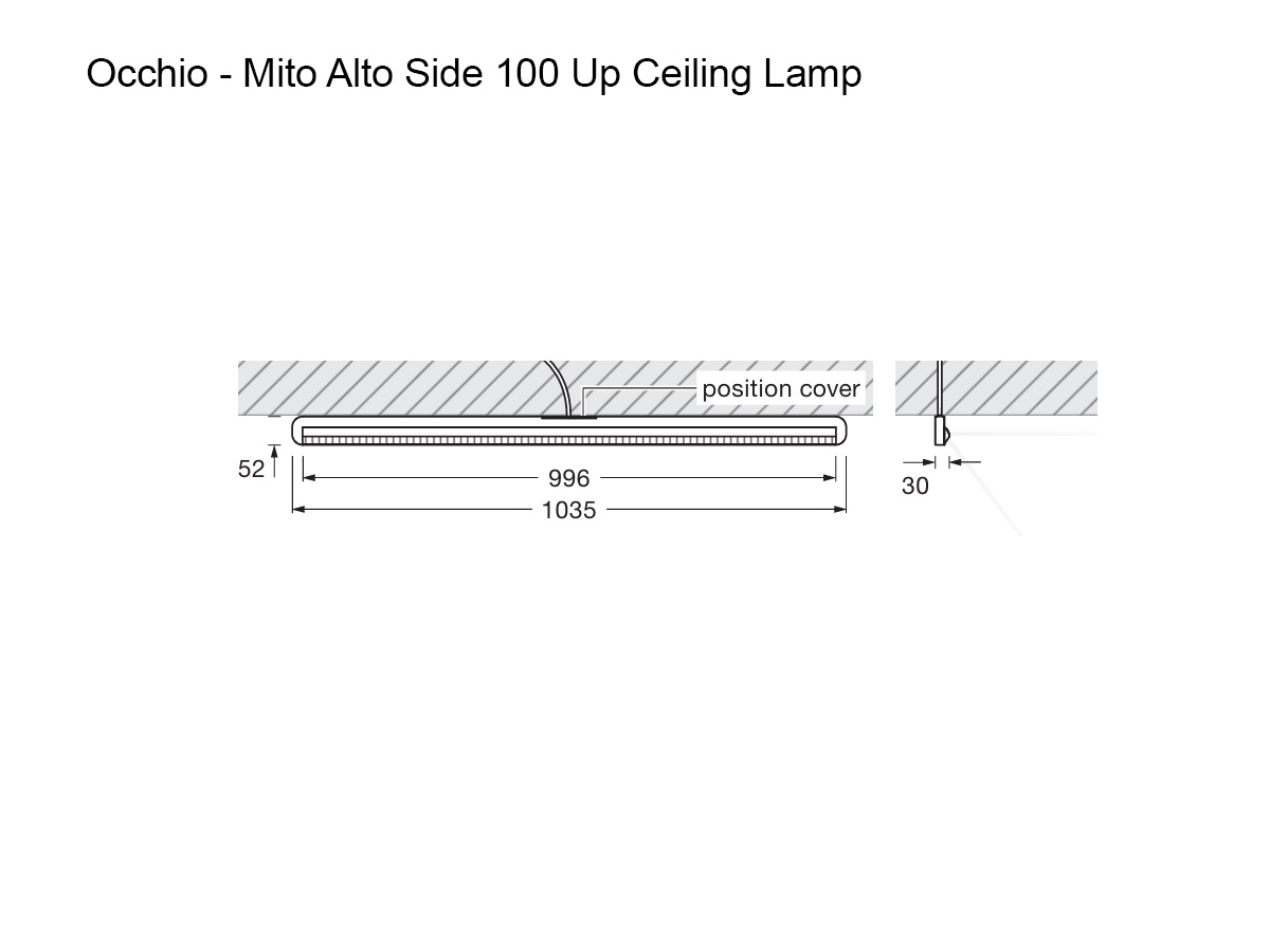 Occhio Mito Alto Side 100 Up Ceiling Lamp Bronzematt White