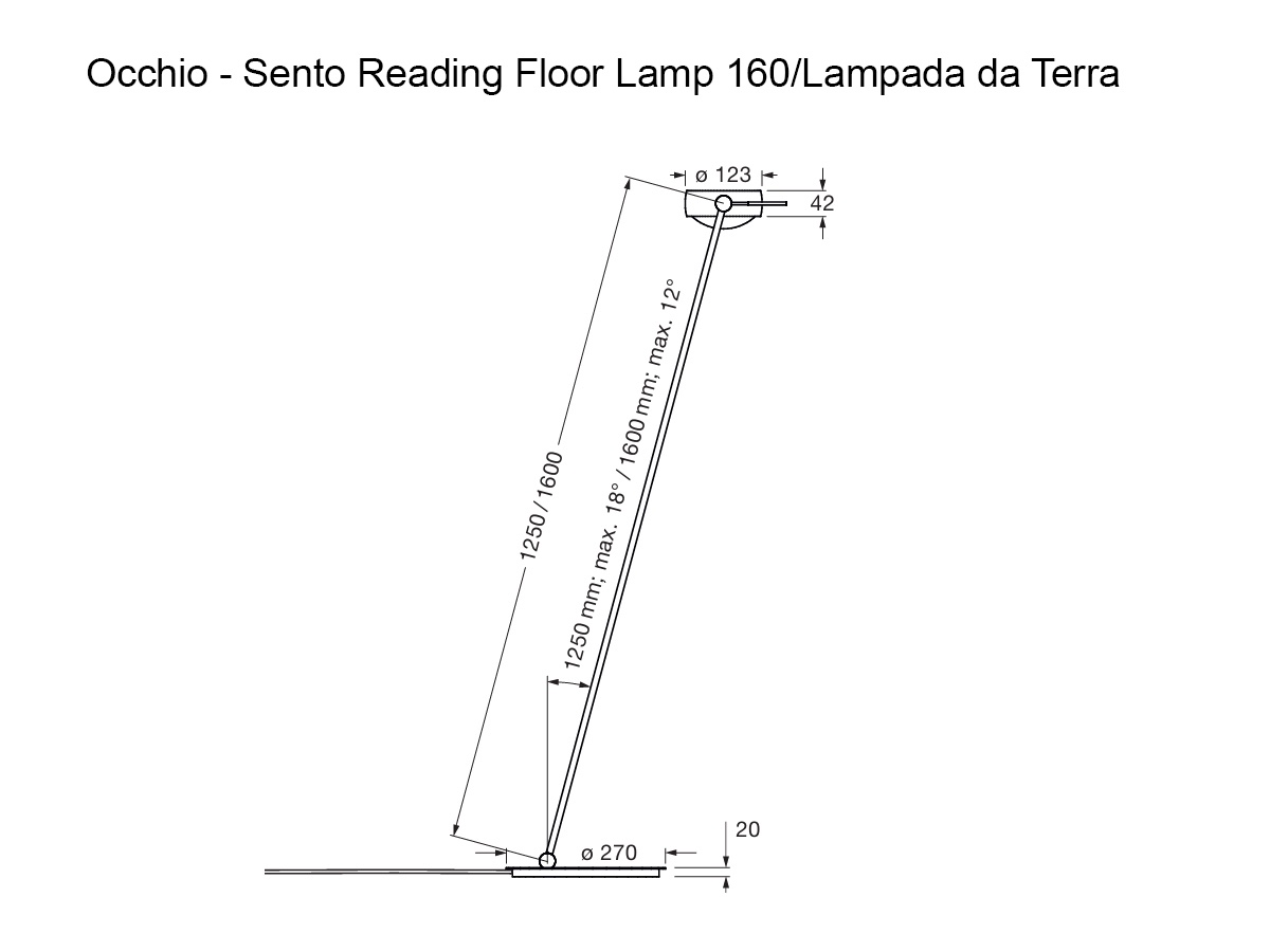 Occhio Sento Reading Floor Lamp 160 Matt Black Right