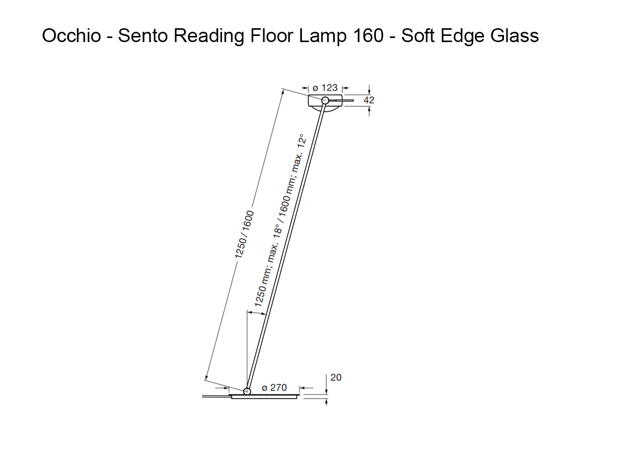 Occhio Sento Reading Floor Lamp 160 Bronzematt Black Soft Edge Glass