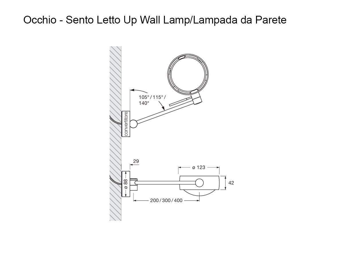 Occhio Sento Letto Up Wall Lamp Matt White