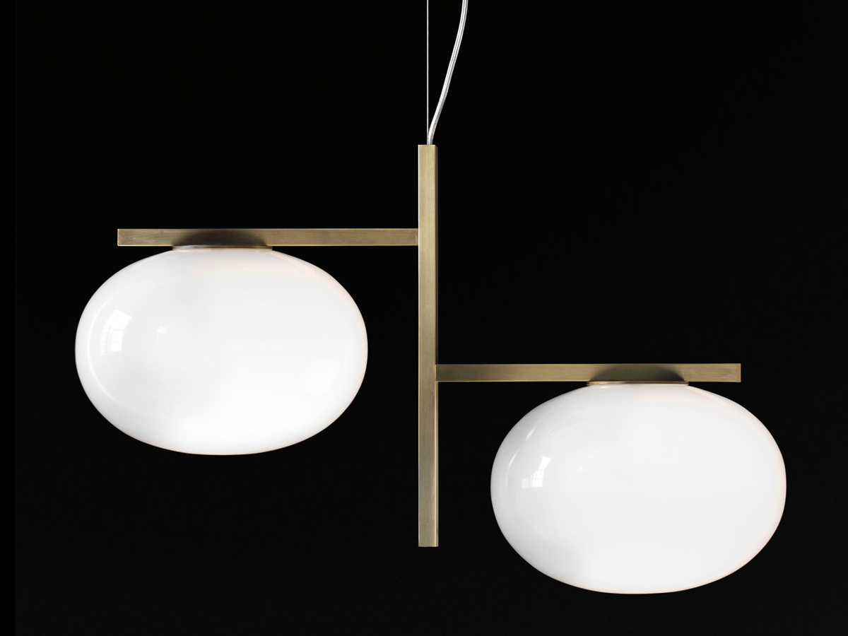Oluce Alba 2 Spheres Suspension Lamp