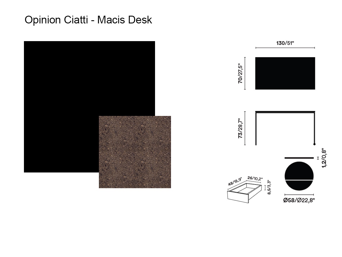 Opinion Ciatti Macis Table Desk With Drawer And Cork Panel Black