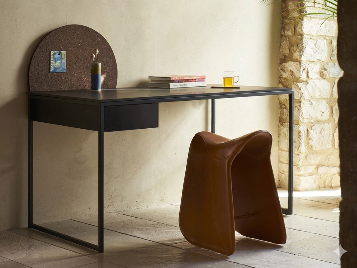 Opinion Ciatti Macis Table Desk With Drawer And Cork Panel Black