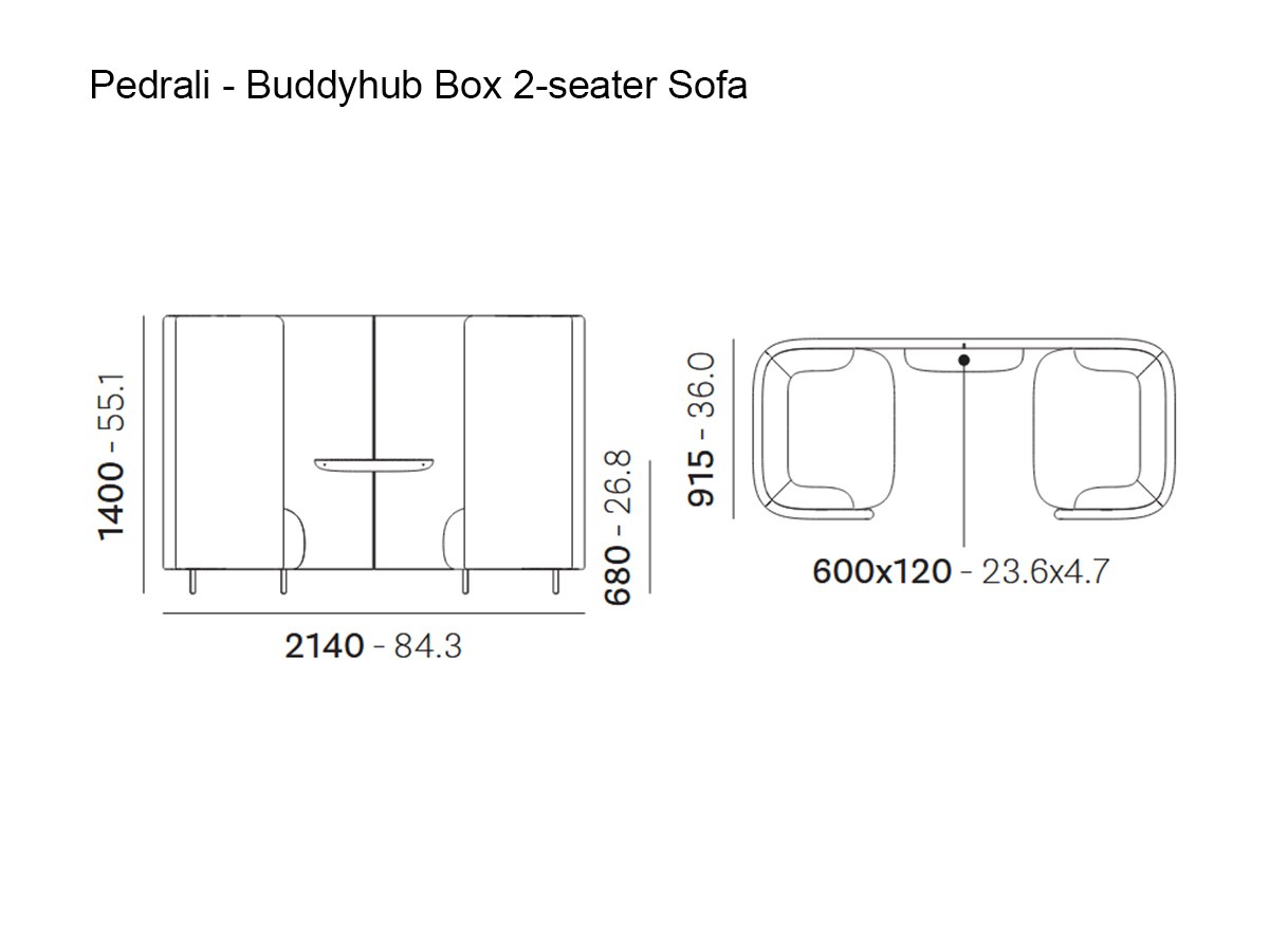 Pedrali Buddyhub 2 Seater Sofa Box
