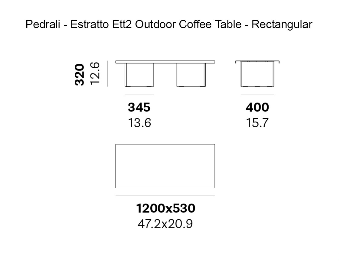Pedrali Estratto Ett2 Outdoor Coffee Table Rectangular