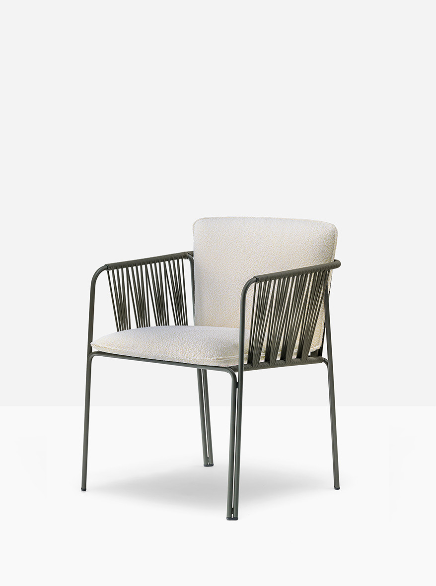 Pedrali Nari 6360 Outdoor Chair With Armrests Seat And Back Cushion